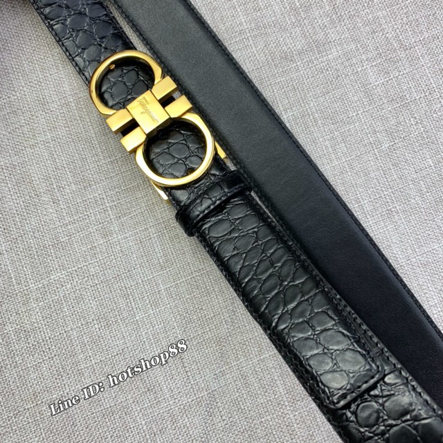 菲拉格慕專櫃款男士皮帶 Ferragamo雙面牛皮紋理腰帶  jjp2812